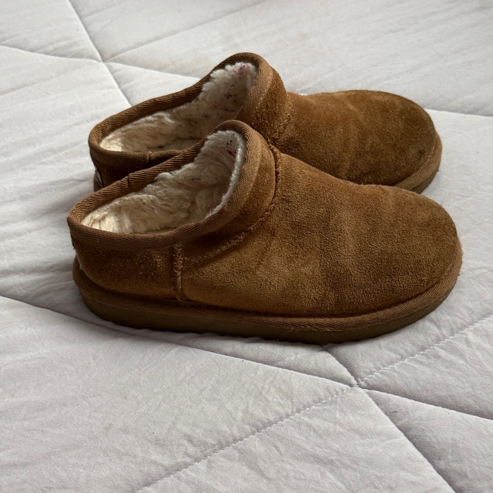 UGG Tan Suede Slippers with Plush Lining